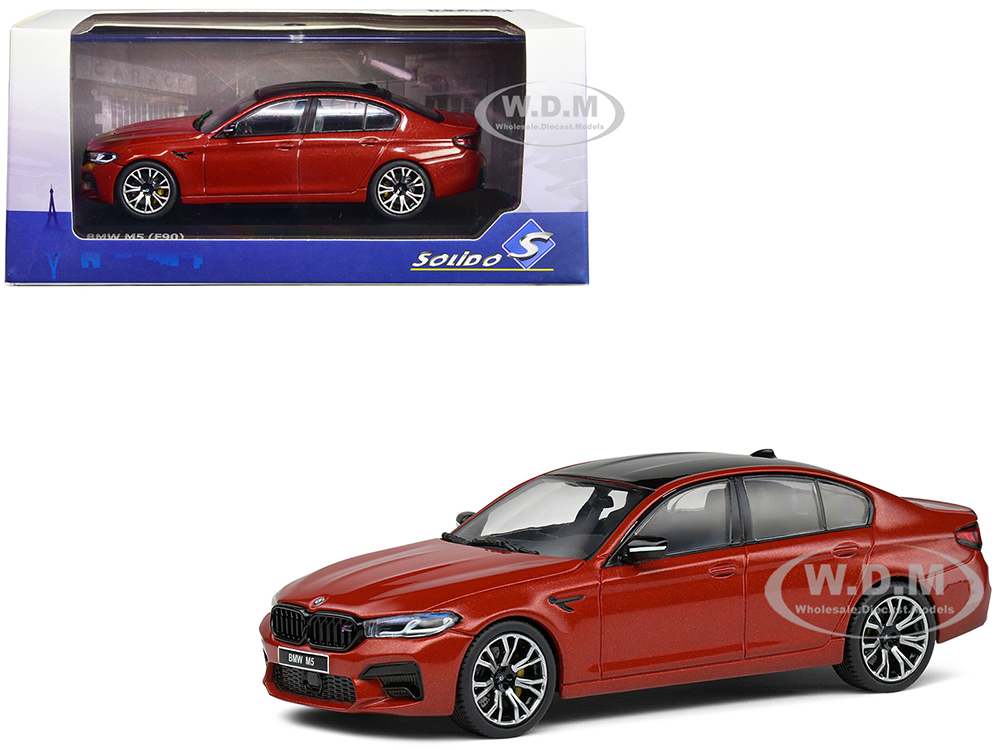 BMW M5 (F90) Competition Red Metallic with Black Top 1/43 Diecast Model Car by Solido
