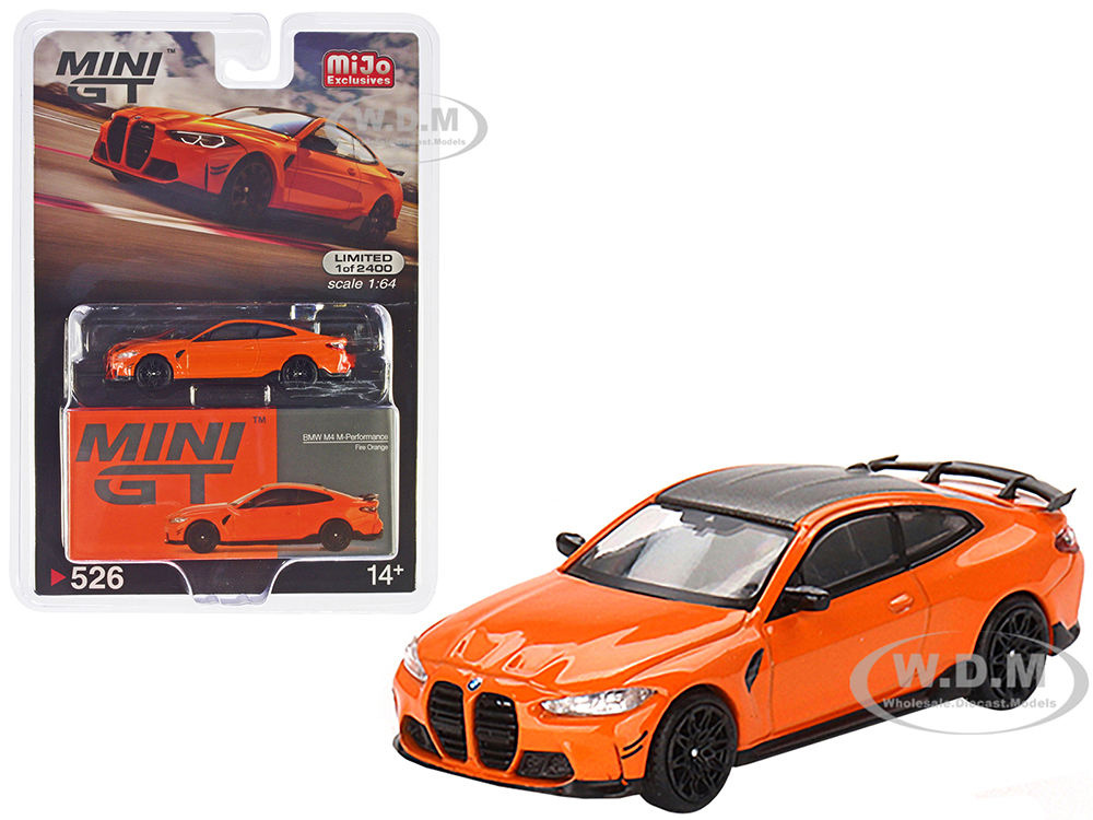 BMW M4 M-Performance (G82) Fire Orange with Carbon Top Limited Edition to 2400 pieces Worldwide 1/64 Diecast Model Car by True Scale Miniatures