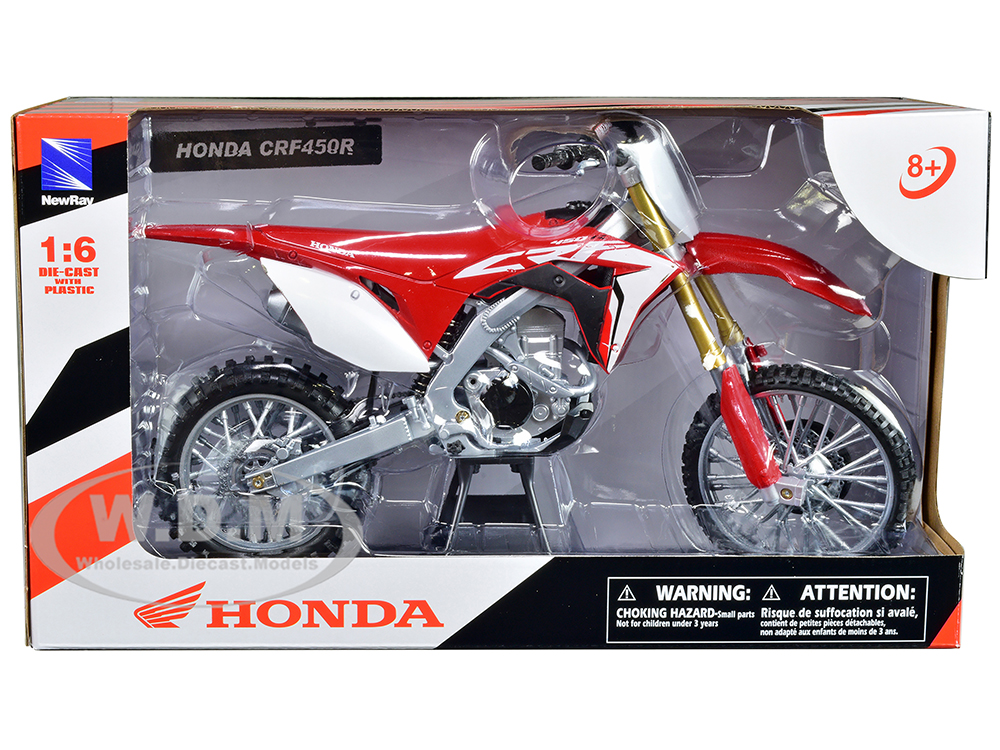 Honda CRF450R Dirt Bike Motorcycle Red and White 1/6 Diecast Model by New Ray