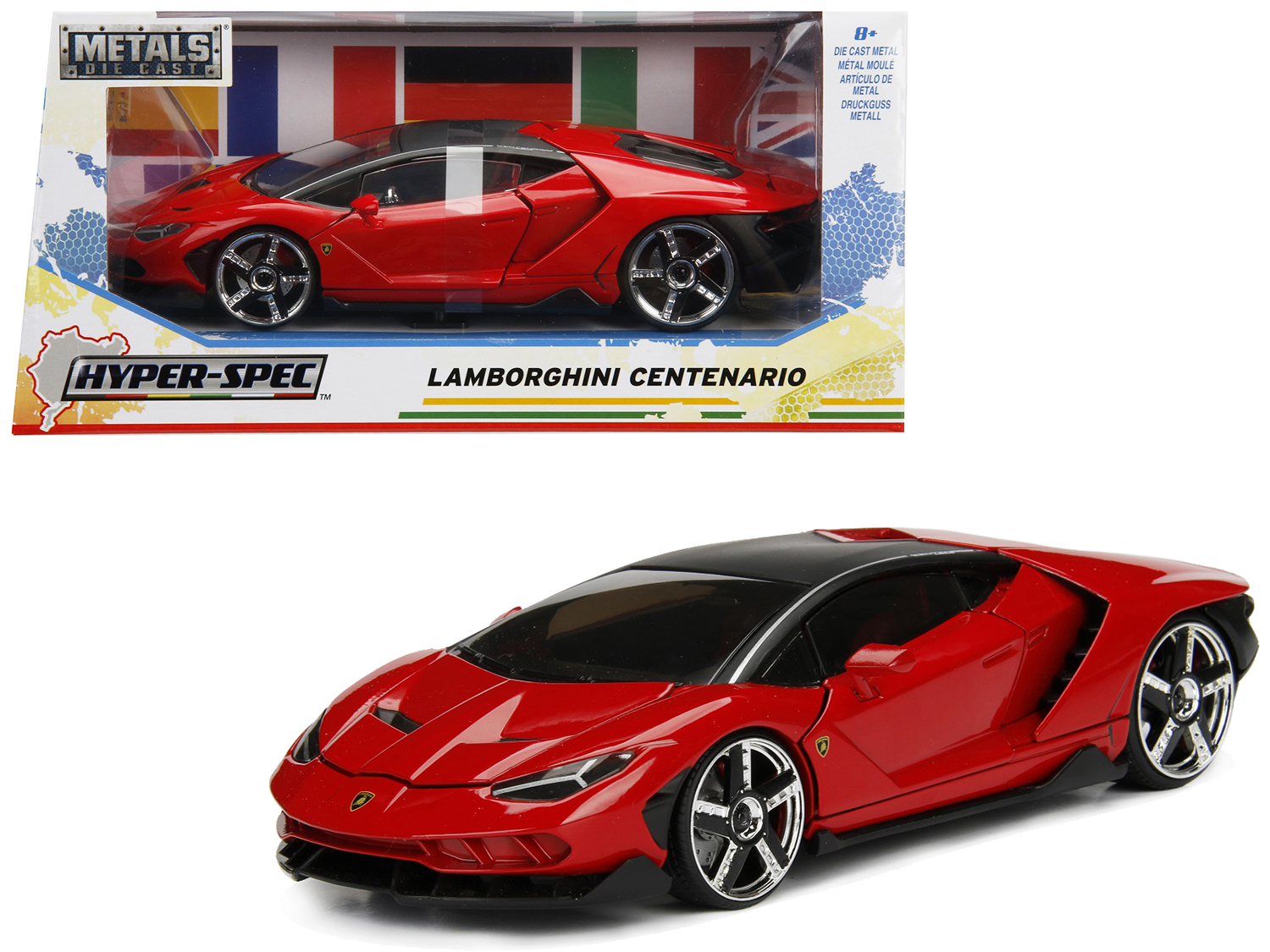 Lamborghini Centenario Red "hyper-spec" 1/24 Diecast Model Car By Jada