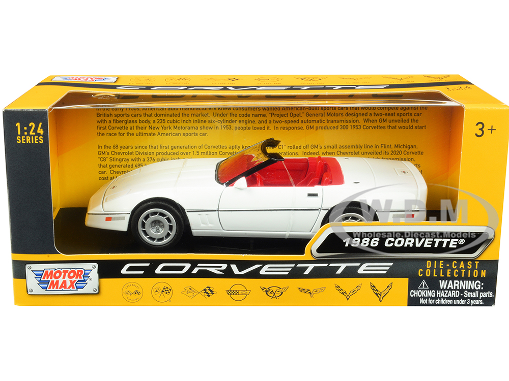 1986 Chevrolet Corvette C4 Convertible White with Red Interior 