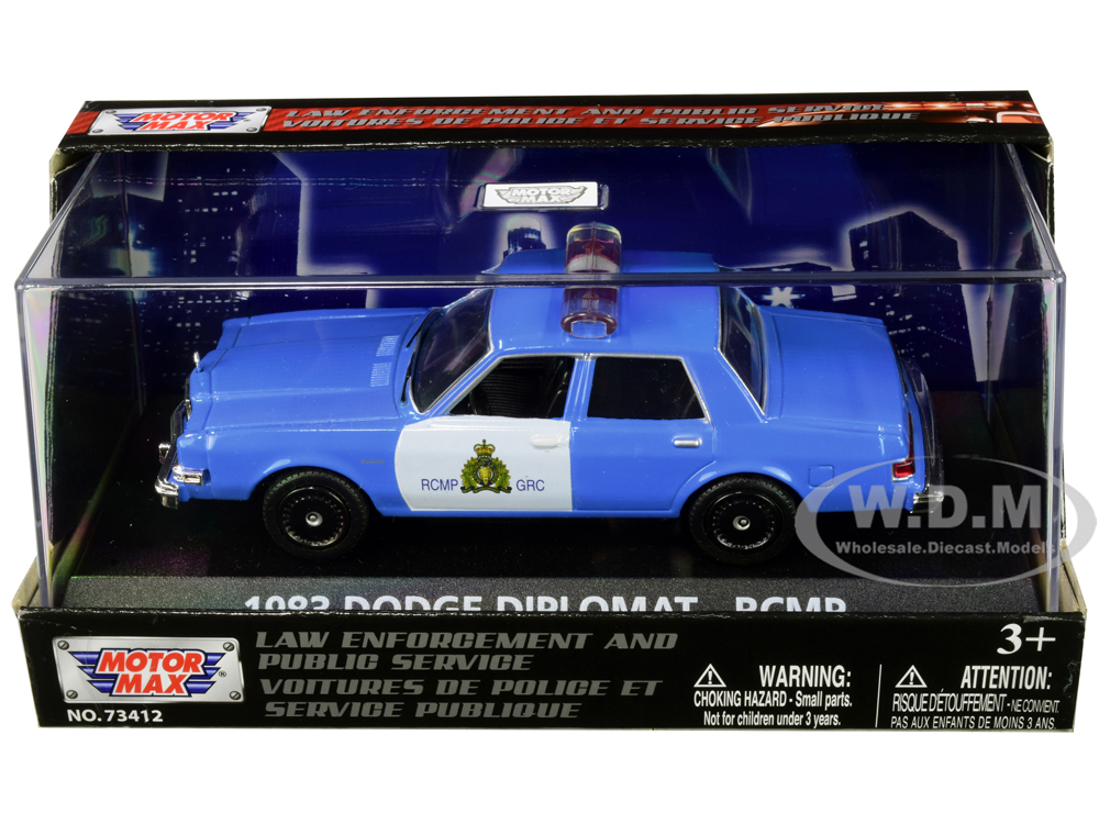 1983 Dodge Diplomat "Royal Canadian Mounted Police" (RCMP) Light Blue and White 1/43 Diecast Model Car by Motormax