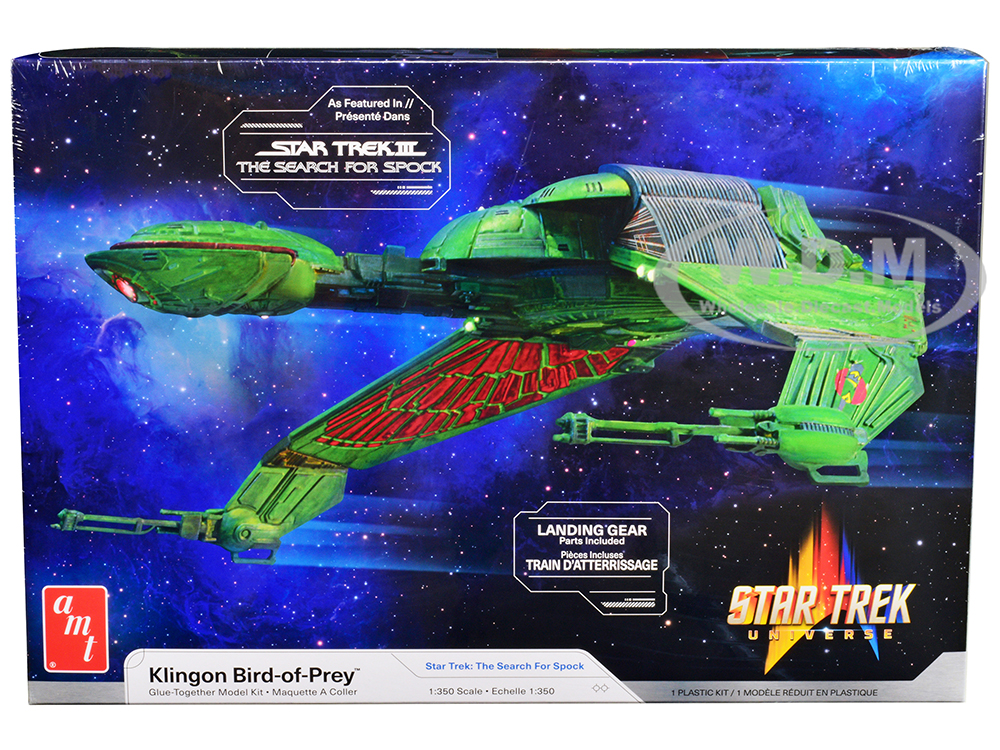 Skill 2 Model Kit Klingon Bird-of-Prey Spacecraft "Star Trek III The Search For Spock" (1984) Movie 1/350 Scale Model by AMT