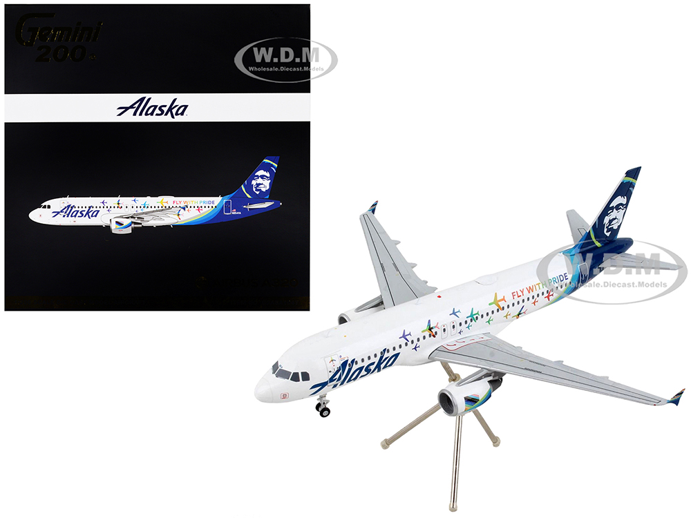 Airbus A320 Commercial Aircraft "Alaska Airlines - Fly With Pride" White with Blue Tail "Gemini 200" Series 1/200 Diecast Model Airplane by GeminiJet