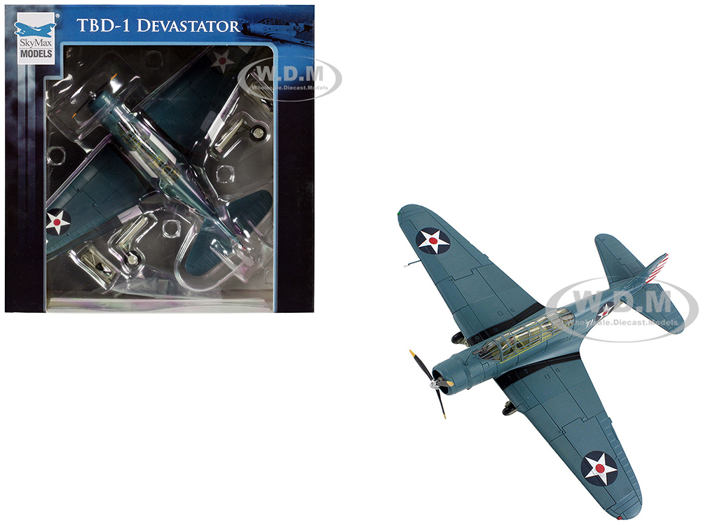Douglas TBD-1 Devastator Bomber Aircraft Lt. Cdr. James Brett VT-2 USS Lexington (1942) United States Navy SkyMax Models Series 1/72 Diecast Model by Hobby Master