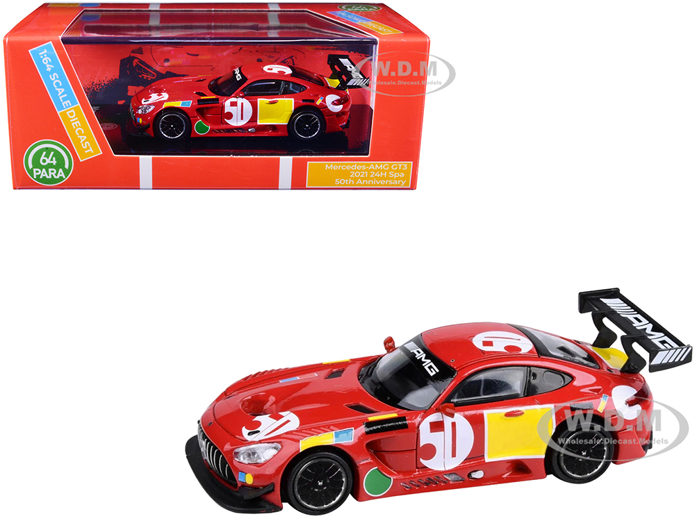 2021 Mercedes-AMG GT3 24 Hours of Spa 50th Anniversary Livery 1/64 Diecast Model Car by Paragon Models