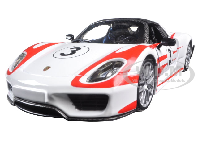 Porsche 918 Spyder Weissach 3 White 1/24 Diecast Model Car by Bburago
