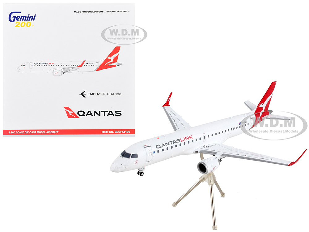 Embraer ERJ-190 Commercial Aircraft Qantas Airways - QantasLink White with Red Tail Gemini 200 Series 1/200 Diecast Model Airplane by GeminiJets