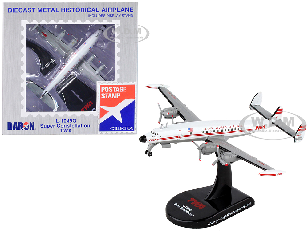 Lockheed L-1049G Super Constellation Commercial Aircraft Trans World Airlines (TWA) 1/300 Diecast Model Airplane by Postage Stamp