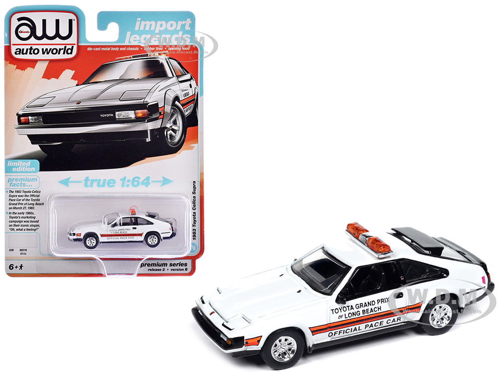1983 Toyota Celica Supra Toyota Grand Prix of Long Beach Official Pace Car White Import Legends Series 1/64 Diecast Model Car by Auto World