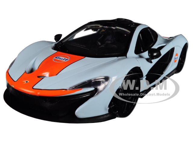 McLaren P1 with "Gulf Oil" Livery Light Blue with Orange Stripe 1/24 Diecast Model Car by Motormax
