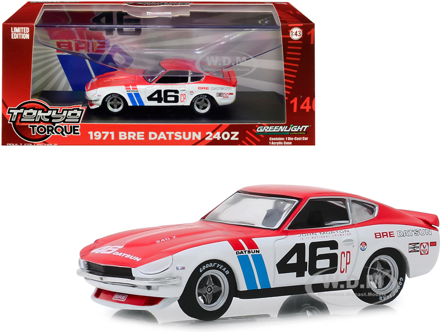 1971 Datsun 240Z #46 John Morton Brock Racing Enterprises (BRE) Tokyo Torque Series 1/43 Diecast Model Car by Greenlight