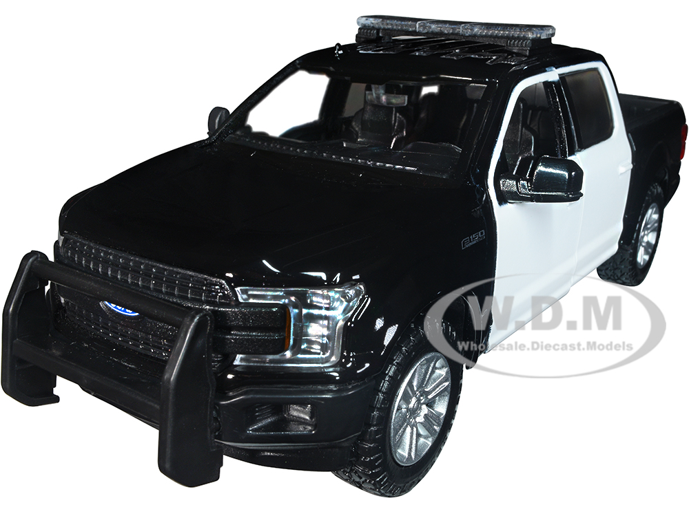 2019 Ford F-150 Lariat Crew Cab Pickup Truck Unmarked Plain Black and White "Law Enforcement and Public Service" Series 1/24 Diecast Model Car by Mot