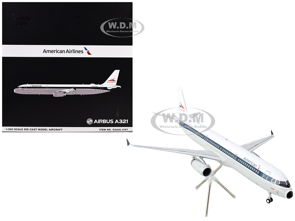 Airbus A321 Commercial Aircraft American Airlines - Allegheny (N579UW) White with Blue Stripes Gemini 200 Series 1/200 Diecast Model Airplane by GeminiJets