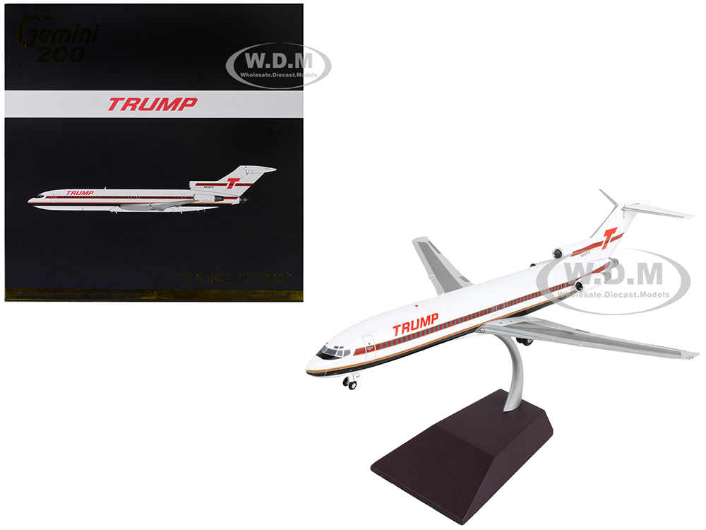 Boeing 727-200 Commercial Aircraft Trump Shuttle White with Red Stripes Gemini 200 Series 1/200 Diecast Model Airplane by GeminiJets