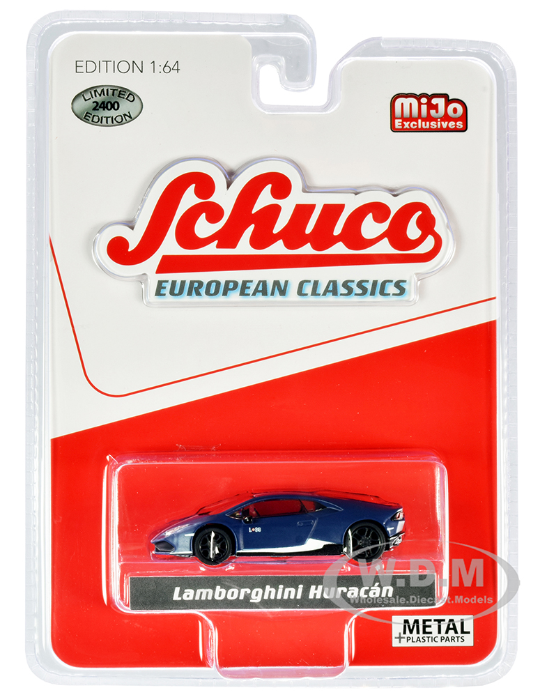 Lamborghini Huracan Matt Dark Blue with White Stripes "European Classics" Limited Edition to 2400 pieces Worldwide 1/64 Diecast Model Car by Schuco