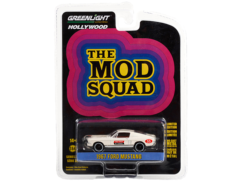 1967 Ford Mustang Fastback Cream #55 Thrill Circus By Karnes The Mod Squad (1968-1973) TV Series Hollywood Series Release 36 1/64 Diecast Model Car by Greenlight