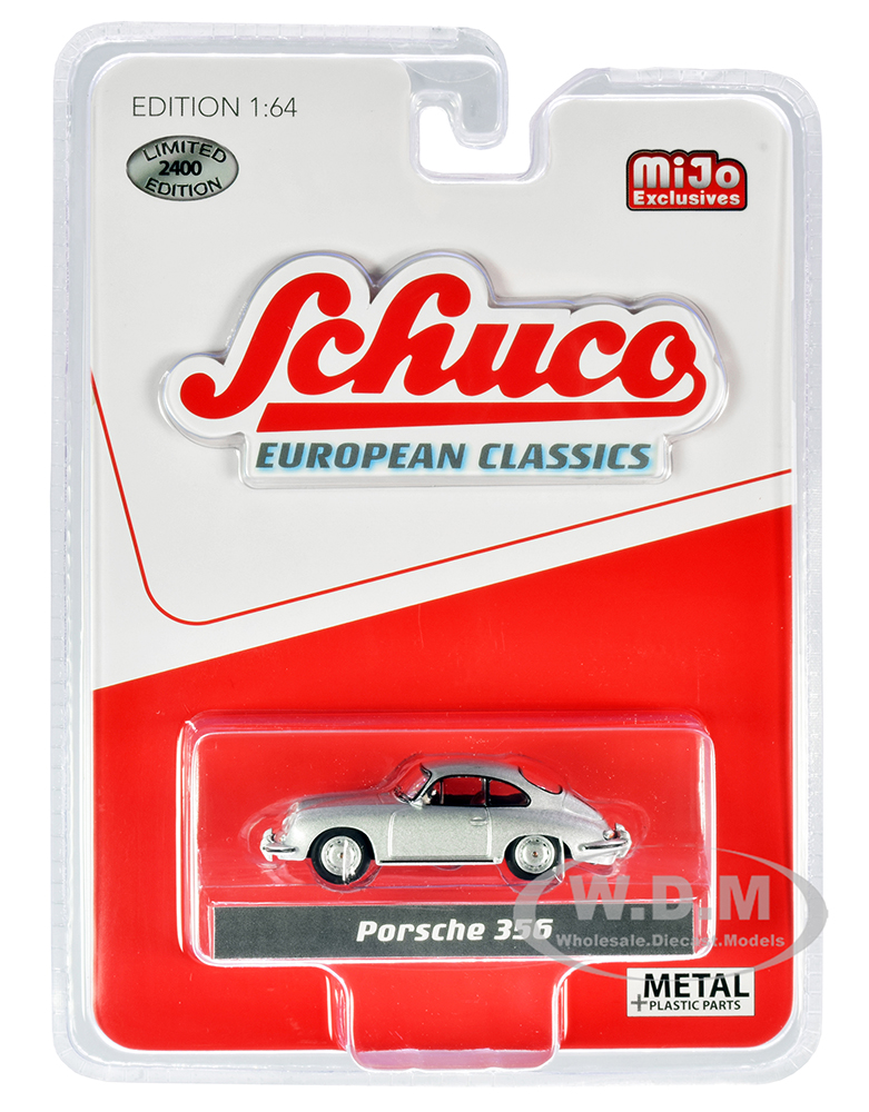 Image of Porsche 356 Silver with Red Interior "European Classics" Limited Edition to 2400 pieces Worldwide 1/64 Diecast Model Car by Schuco