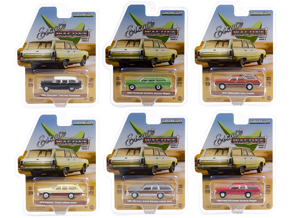 "Estate Wagons" 6 piece Set Series 6 1/64 Diecast Model Cars by Greenlight