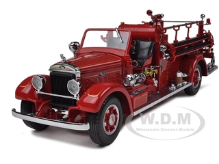 1935 Mack Type 75bx Fire Truck Red With Accessories 1/24 Diecast Model Car By Road Signature