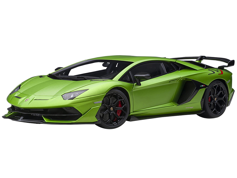 Lamborghini Aventador SVJ Verde Alceo Matt Green Metallic 1/18 Model Car by Autoart