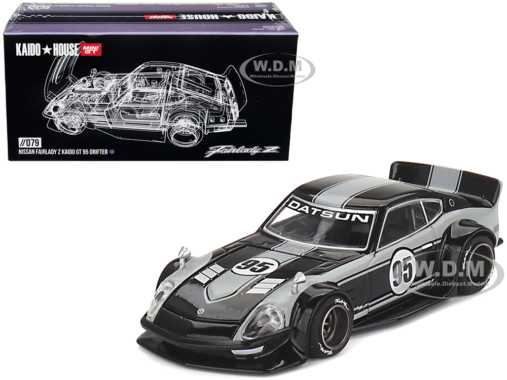 Nissan Fairlady Z Kaido GT 95 Drifter V1 RHD (Right Hand Drive) #95 Black and Silver (Designed by Jun Imai) Kaido House Special 1/64 Diecast Model Car by True Scale Miniatures