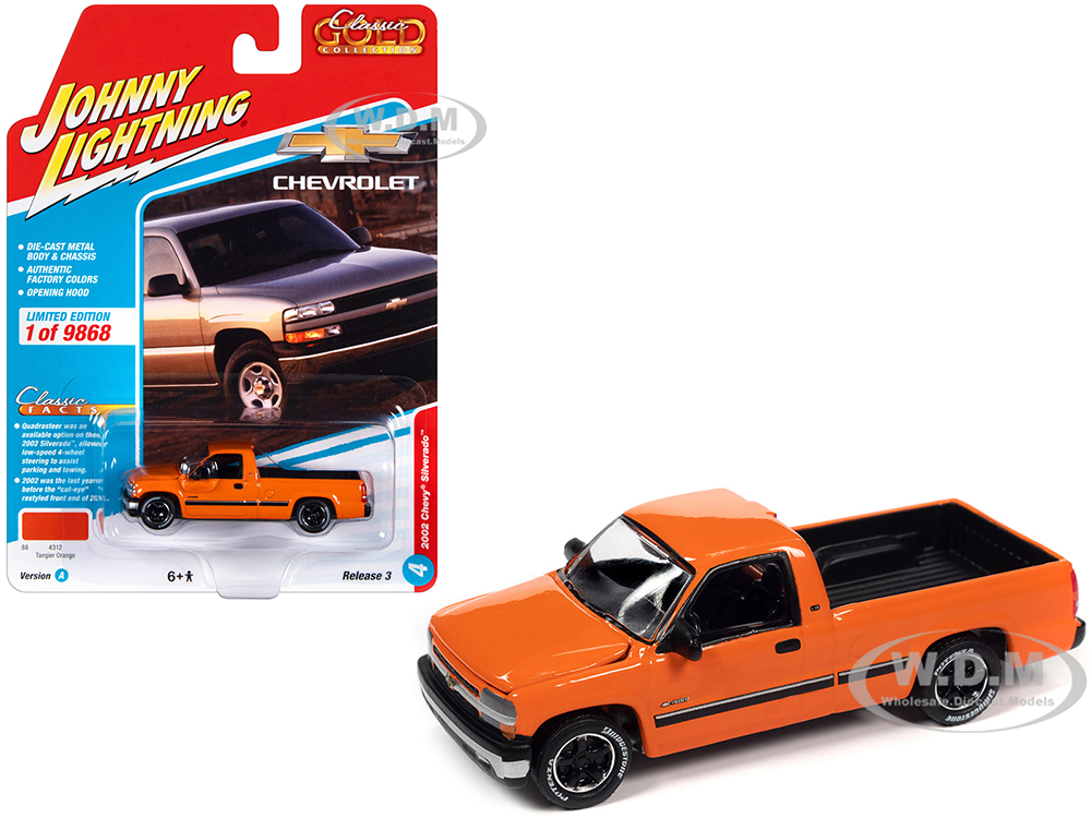 2002 Chevrolet Silverado Pickup Truck Tangier Orange "Classic Gold Collection" Series Limited Edition to 9868 pieces Worldwide 1/64 Diecast Model Car