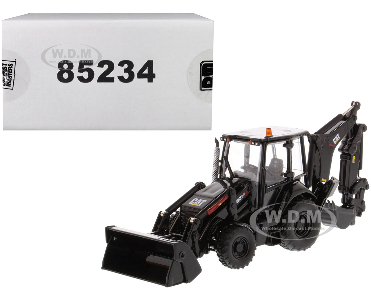CAT Caterpillar 420F2 IT Backhoe Loader Special Black Paint Finish with Work Tools and Two Figurines 