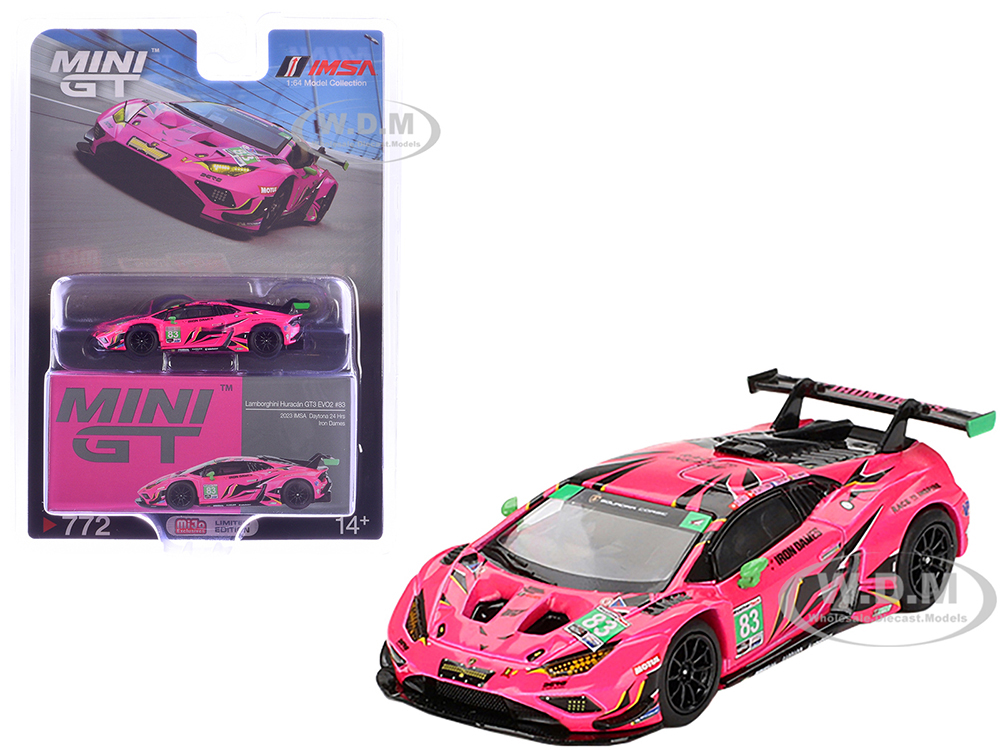 Lamborghini Huracan GT3 EVO2 #83 Sarah Bovy - Rahel Frey - Michelle Gatting - Doriane Pin Iron Dames 24 Hours of Daytona (2023) Limited Edition 1/64 Diecast Model Car by Mini GT