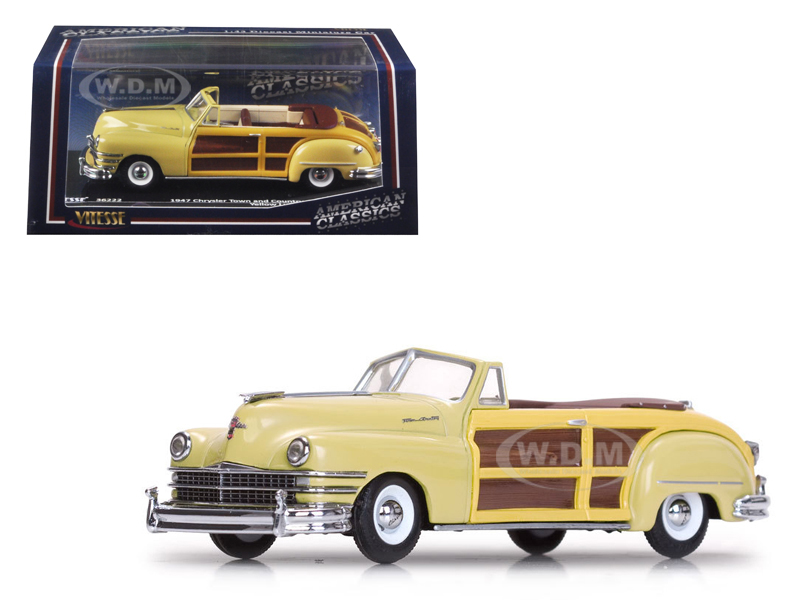 Image of 1947 Chrysler Town and Country Yellow Lustre 1/43 Diecast Model Car by Vitesse