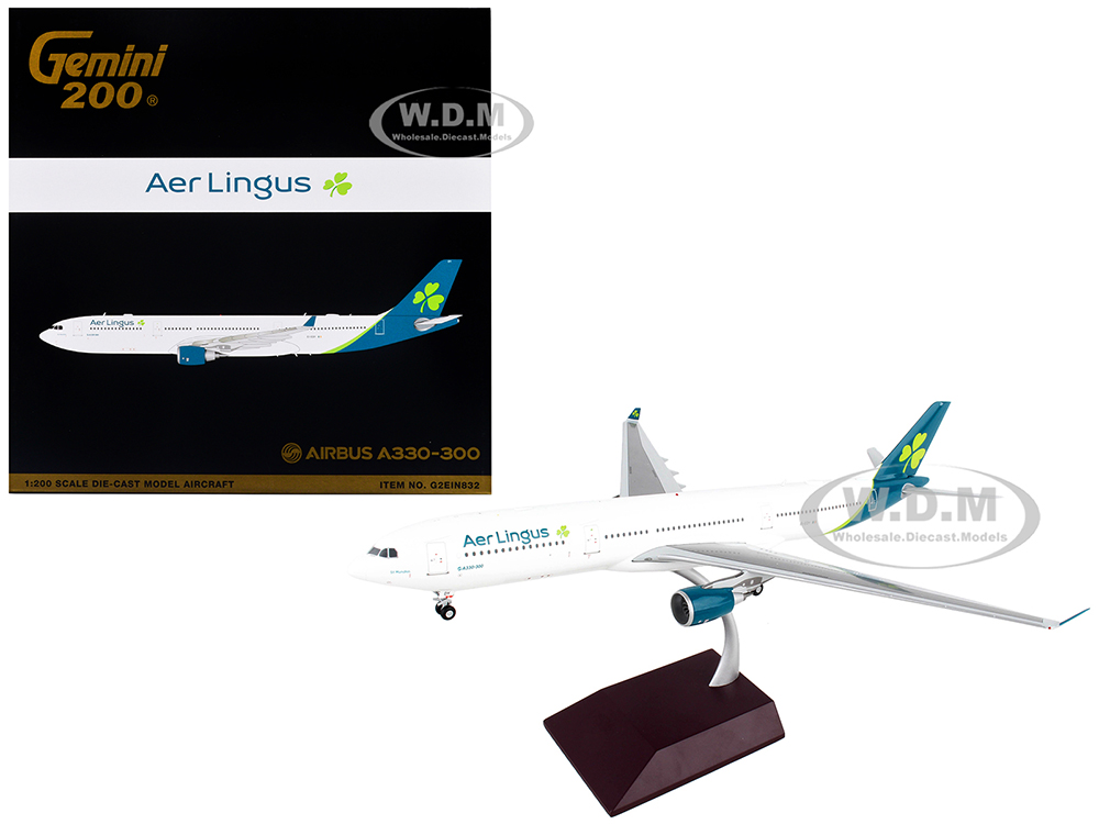 Airbus A330-300 Commercial Aircraft "Aer Lingus" White with Teal Tail "Gemini 200" Series 1/200 Diecast Model Airplane by GeminiJets