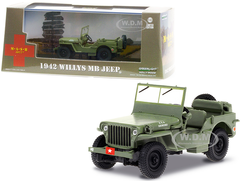 1942 Willys MB Jeep Army Green "MASH" (1972-1983) TV Series 1/43 Diecast Model Car by Greenlight
