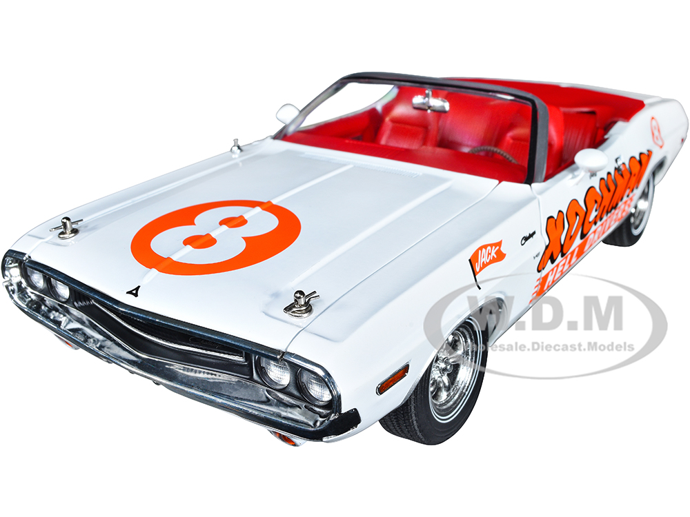 1970 Dodge Challenger Convertible 8 White with Red Interior "Kochman Hell Drivers" 1/18 Diecast Model Car by Greenlight