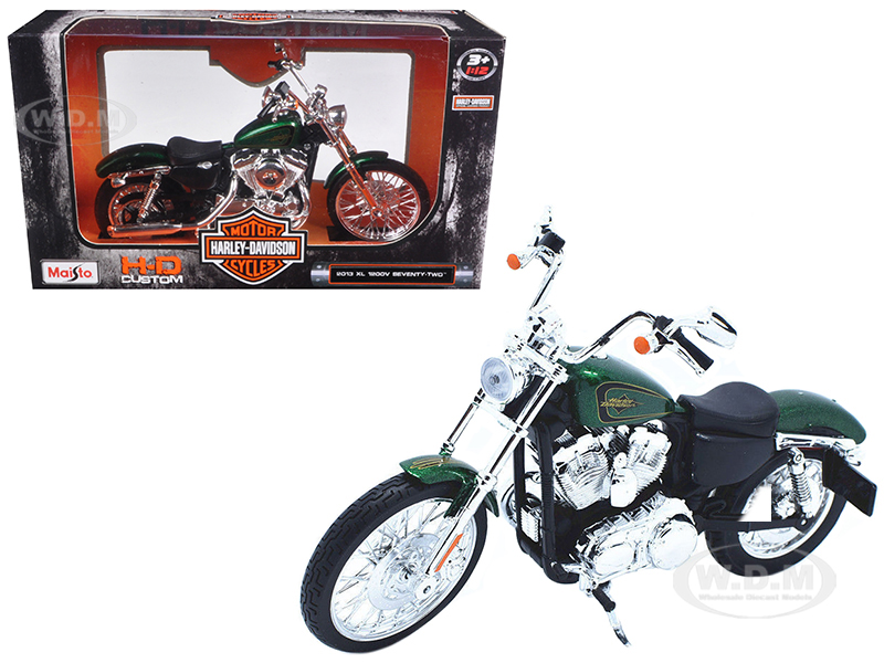 2013 Harley Davidson Xl 1200v Seventy Two Green Motorcycle Model 1/12 By Maisto