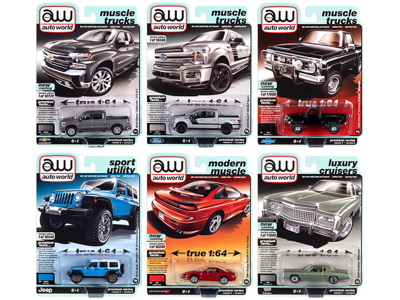 Image of Autoworld Premium 2020 Set A of 6 pieces Release 5 1/64 Diecast Model Cars by Autoworld