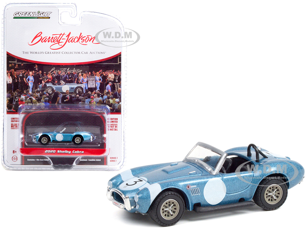 2020 Shelby Cobra FIA Bondurant Tribute 3 1964 Shelby Viking Blue Metallic with White Stripe (Lot 1321.1) Barrett Jackson 