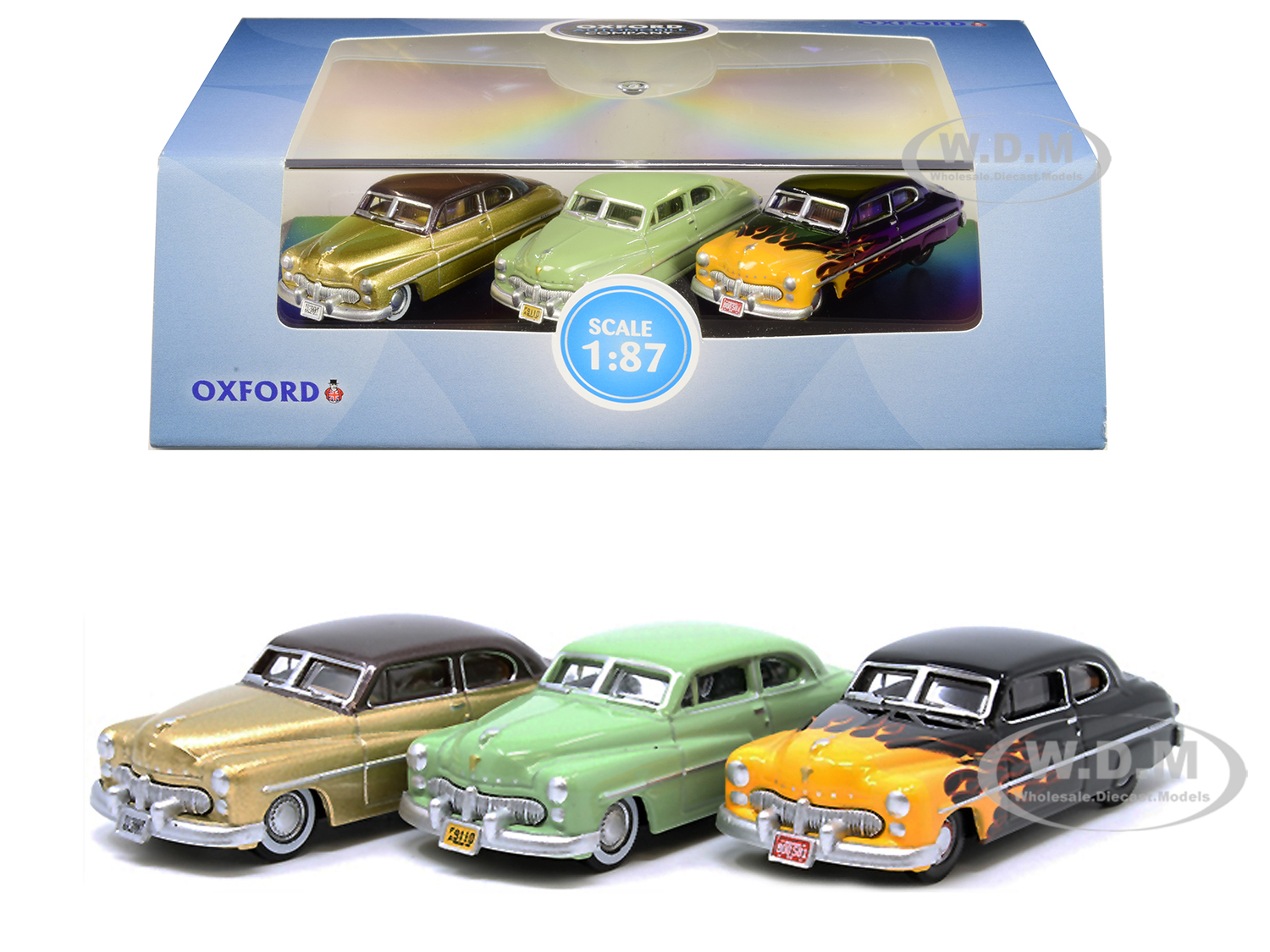 1949 Mercury Set of 3 Cars "70th Anniversary" 1/87 (HO) Scale Diecast Model Cars by Oxford Diecast