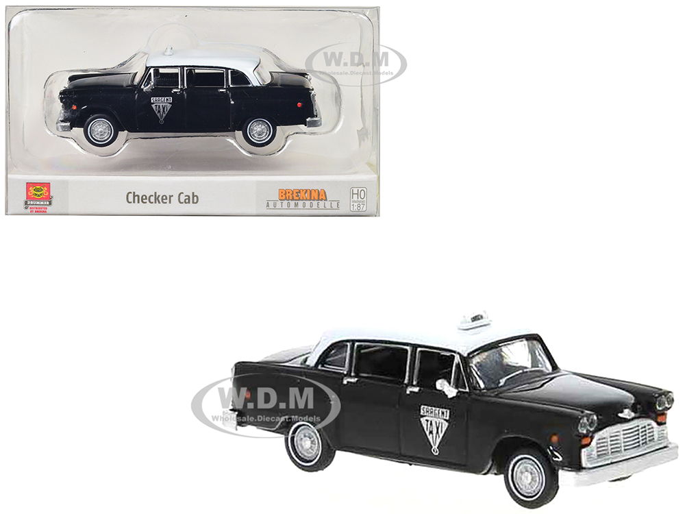 1974 Checker Cab Black And White Winnipeg 1/87 (HO) Scale Model Car By Brekina