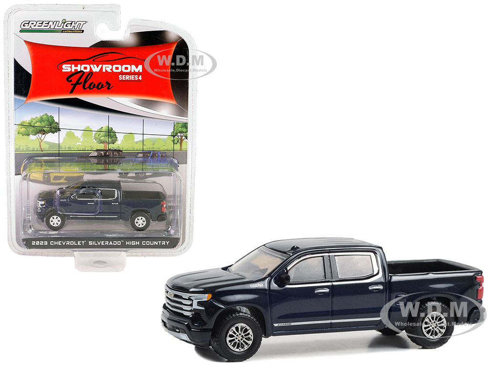 2023 Chevrolet Silverado High Country Pickup Truck Northsky Blue Metallic "Showroom Floor" Series 4 1/64 Diecast Model Car by Greenlight