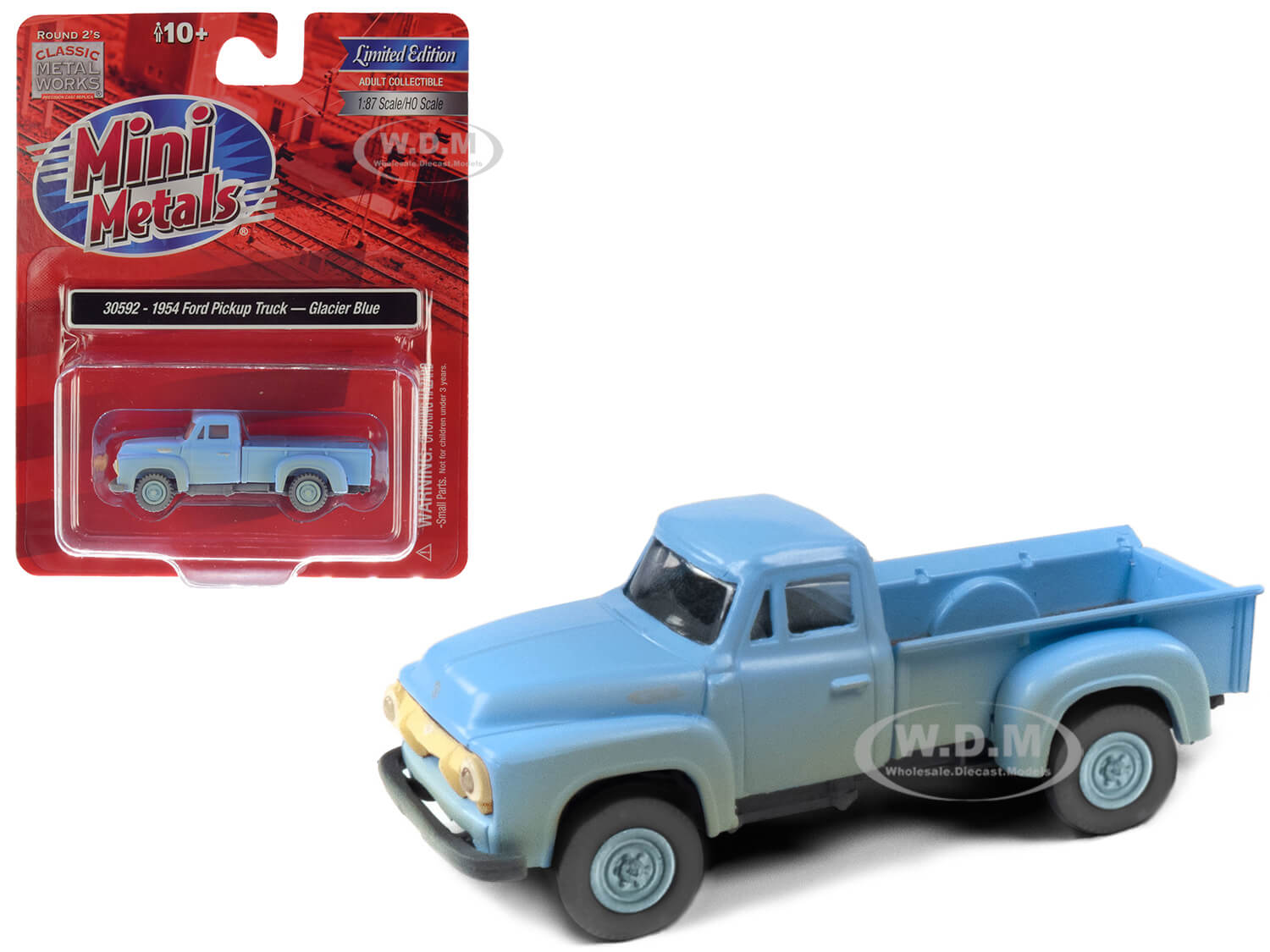 Image of 1954 Ford Pickup Truck Glacier Blue (Dirty/Weathered) 1/87 (HO) Scale Model Car by Classic Metal Works