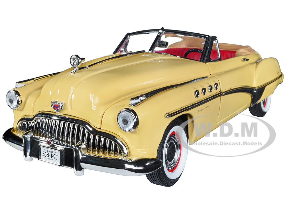 1949 Buick Roadmaster Convertible (Charlie Babbitts) Yellow with Red Interior Rain Man (1988) Movie 1/18 Diecast Model Car by Greenlight