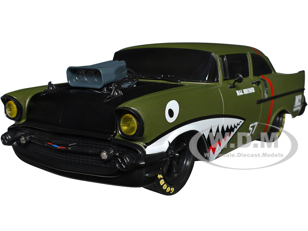 1957 Chevrolet 150 Sedan #57 Matt Green Metallic Major Bruiser Limited Edition to 5650 pieces Worldwide 1/24 Diecast Model Car by M2 Machines