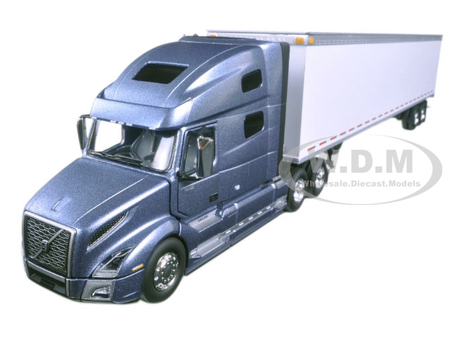 Volvo Vnl 760 Sleeper Cab With 53 Trailer Smoky Mountain Blue Metallic And White 1/50 Diecast Model By First Gear