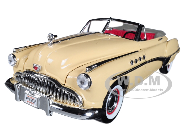 1949 Buick Roadmaster Cream With Red Interior 1/18 Diecast Model Car By Motormax