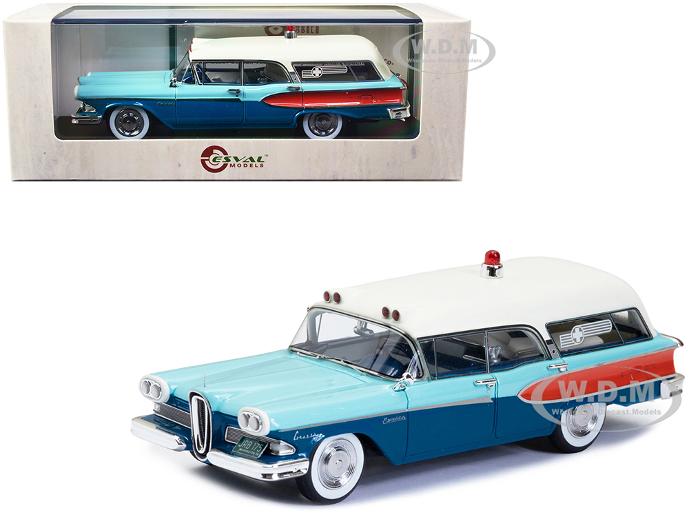 1958 Edsel Corsair Ambulance by "Memphian Coachwork Co." Two-Tone Blue with Red Stripes Limited Edition to 250 pieces Worldwide 1/43 Model Car by Esv