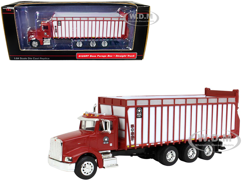 Peterbilt Truck Red with Meyer Manufacturing 8126RT Boss Forage Box 1/64 Diecast Model by SpecCast