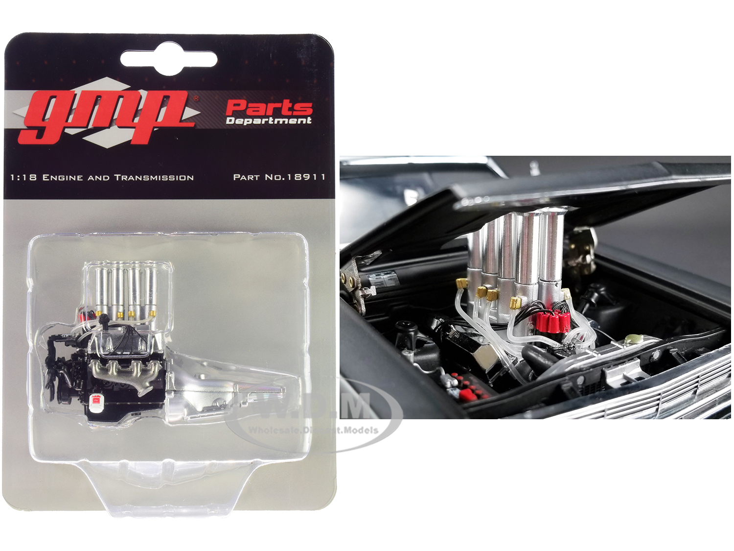 Injected 427 Engine And Transmission Replica From "pork Chops 1966 Ford Fairlane" 1/18 Model By Gmp