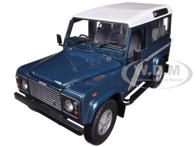 Image of Land Rover Defender 90 Station Wagon Blue 1/18 Diecast Car Model by Universal Hobbies