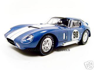 1965 Shelby Cobra Daytona Coupe 98 Blue Metallic with White Stripes 1/18 Diecast Model Car by Shelby Collectibles