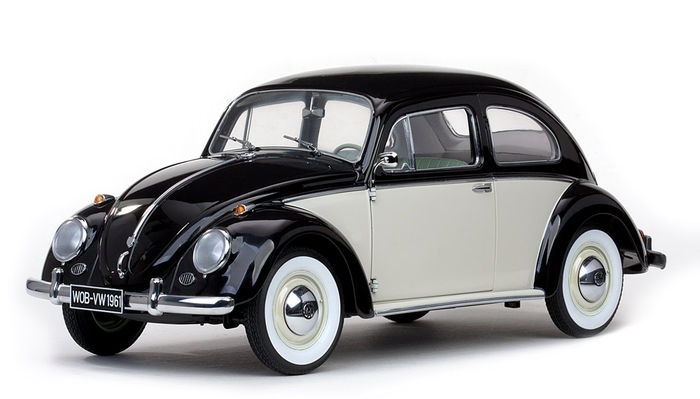 1961 Volkswagen Beetle Saloon White/Black 1/12 Diecast Car Model by Sunstar